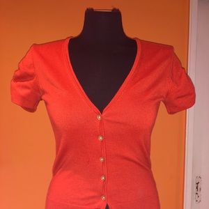 Ralph Lauren spring orange silk cotton cardigan xs